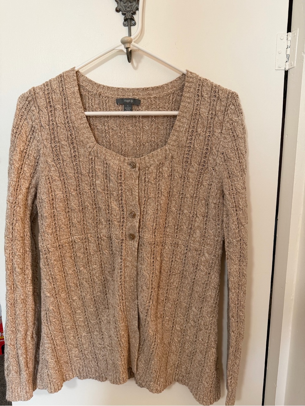 Apt. 9 Beige/Tan Cable Knit Button-Up Cardigan
